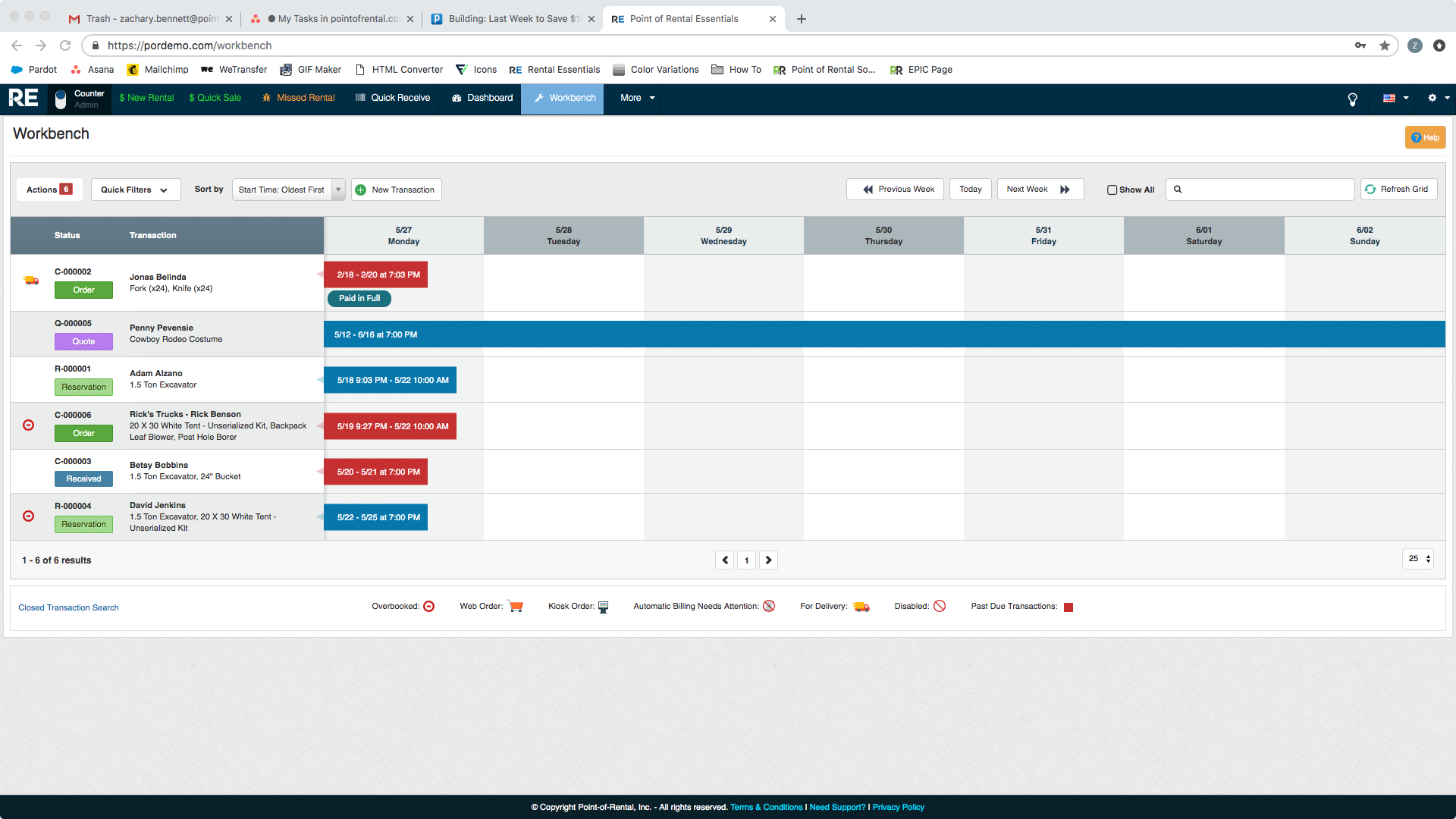 screenshot of Point of Rental Software